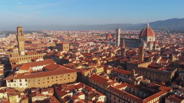 Aerial Cityscape Santa Maria Del Fiore Duomo Cathedral Florence Italy — Vídeos de Stock