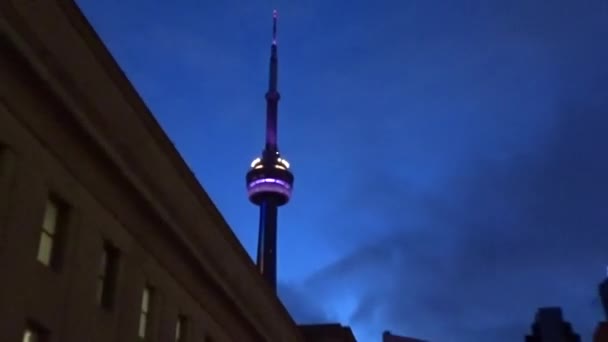 Zooming Tower Evening — Stockvideo