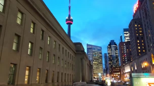 Toronto Skyline Natten — Stockvideo