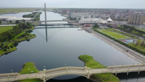 Southport Marine Lake Aerial Dorne Footage — Vídeo de Stock