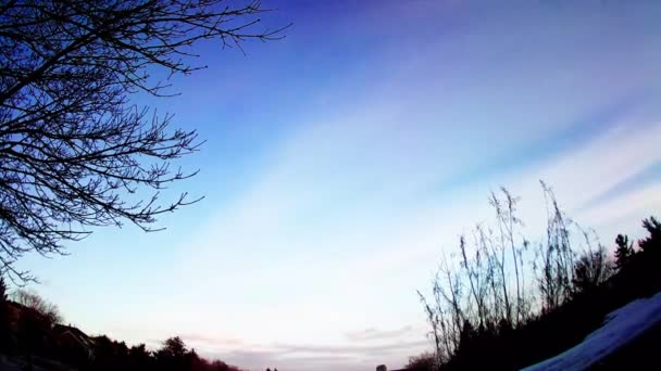Timelapse Ενός Χειμερινού Τοπίου Σύννεφα Που Κινούνται — Αρχείο Βίντεο