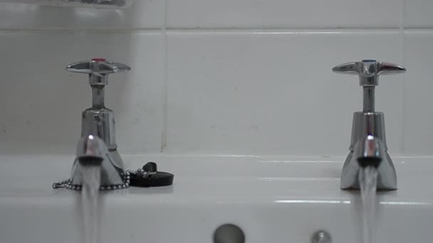 Hot Cold Taps Running Water — Stock Video