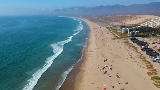 Aerial Panoramic View Beach Waves — Video Stock