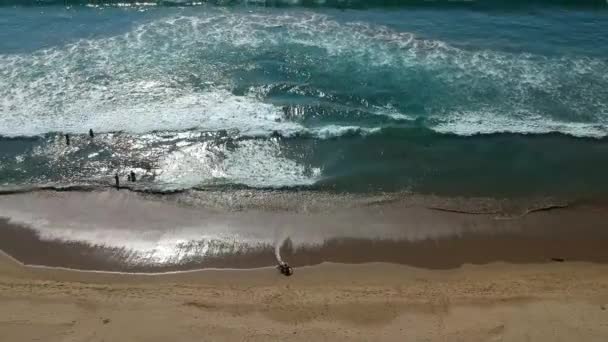 Ascending Panorama Entire Beach Aerial Done Footage — Vídeo de stock