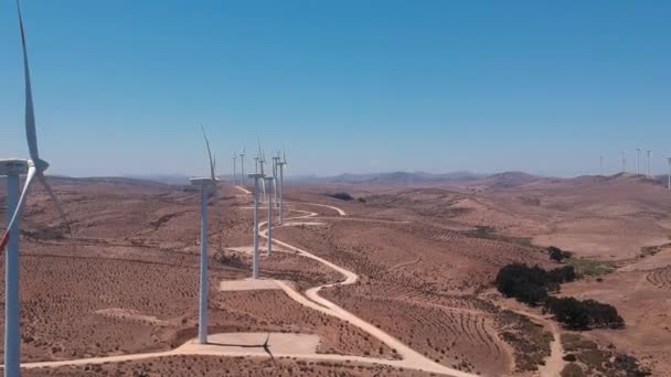 Aerial Footage Forward Eoilic Turbines — Vídeo de stock