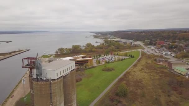 Drone Footage Hyper Lapse Circling Mills Owen Sounds Ontario — Wideo stockowe