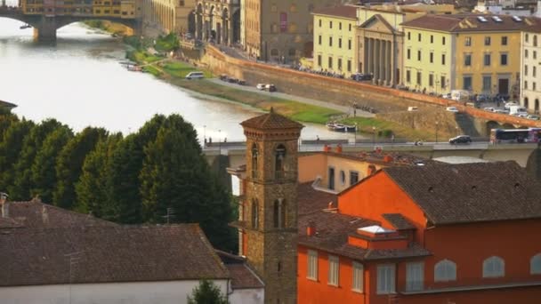 Cityscape Vecchio Bridge Morning Florence Italy — Vídeo de Stock