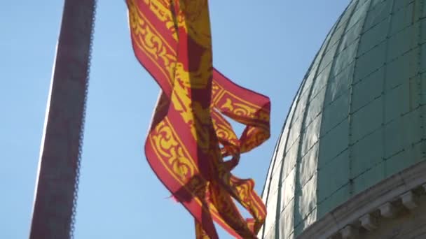 Venice Flag Fluttering Sunny Day Venice Italy — Stok Video