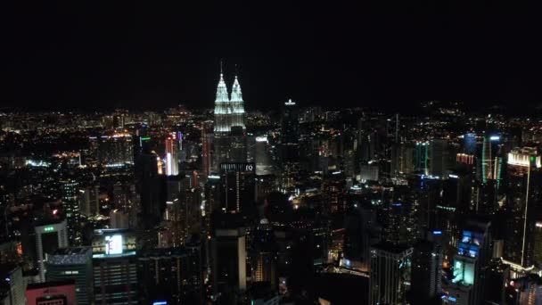 Cityscape Kuala Lumpur Downtown Aerial View Night Kuala Lumpur Malaysia — Stock Video