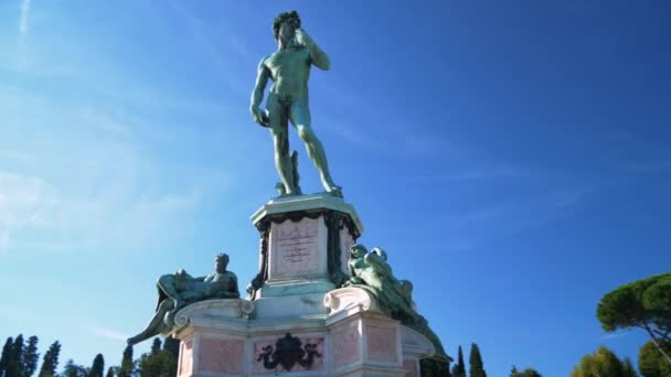 Replica Davi Statue Michelangelo Square Florence Italy — Vídeo de stock