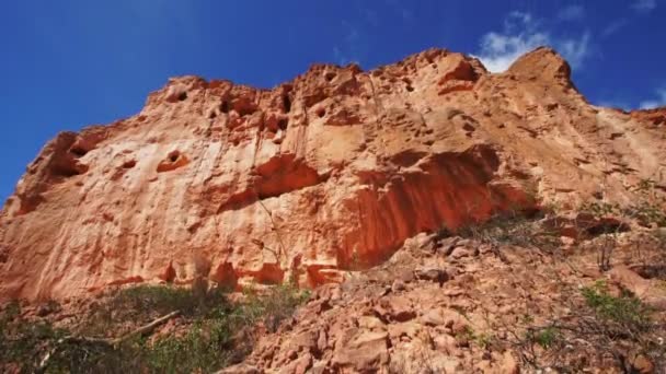 Tilt High Sandstone Cliff Extremely Dry Desertic Area Caatinga Brazil — Stock video
