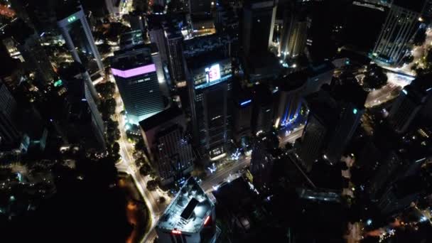 Cityscape Kuala Lumpur Downtown Aerial View Night Kuala Lumpur Malaysia — Stok video