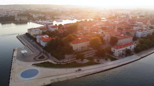 Aerial Cityscape Zadar Sunrise Zadar Croatia — 图库视频影像