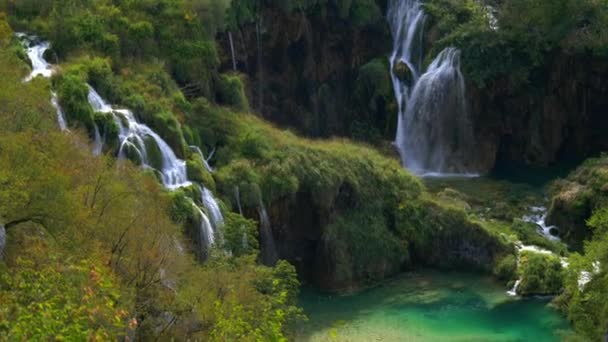 Waterfall Lake Plitvice Lakes Park Croatia — Video Stock