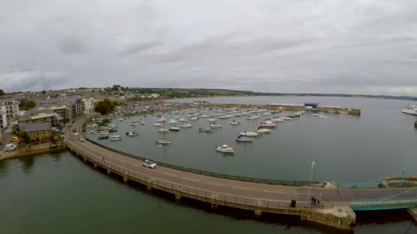 Penzance Harbour Dock Boats Yachts Bridge Dry Dock Beautiful Picturesque — Video Stock