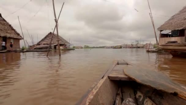 Small Boats Transporting Village Iquitos Peru Amazon River — Video Stock