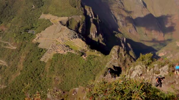 Gorgeous View Famous Machu Picchu Peru Tall Peak Called Huayna — Stock videók