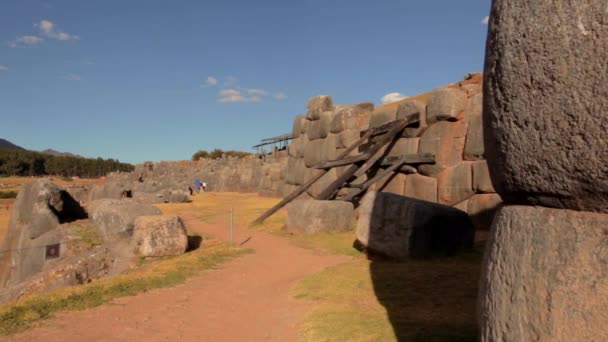 Wonderful Overlook Ancient Inca Ruins Named Sacsayhuaman Peru Cusco — Stockvideo