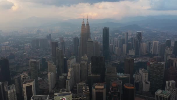 Cityscape Kuala Lumpur Downtown Aerial View Sunset Time Kuala Lumpur — Stock Video