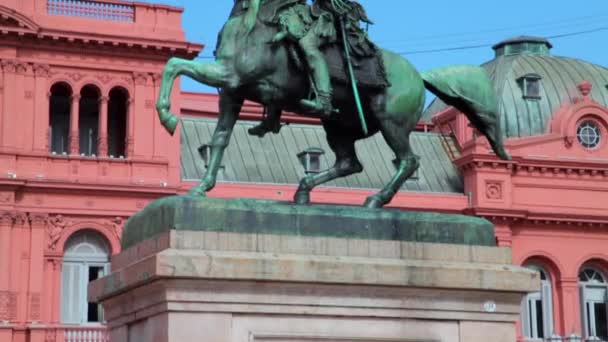 Памятник Генералу Бельграно Возле Casa Rosada Буэнос Айресе Столице Аргентины — стоковое видео