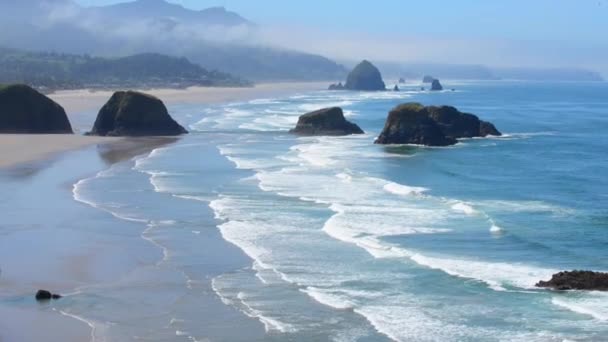 Прекрасна Віста Узбережжя Орегону Навколо Пляжу Каннон Парку Штату Екола — стокове відео