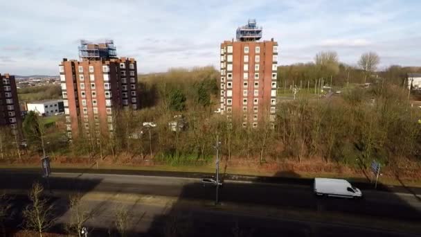 High Rise Tower Blocks Flats Built City Stoke Trent Accommodate — Stockvideo
