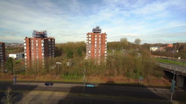 High Rise Tower Blocks Flats Built City Stoke Trent Accommodate — Vídeo de Stock