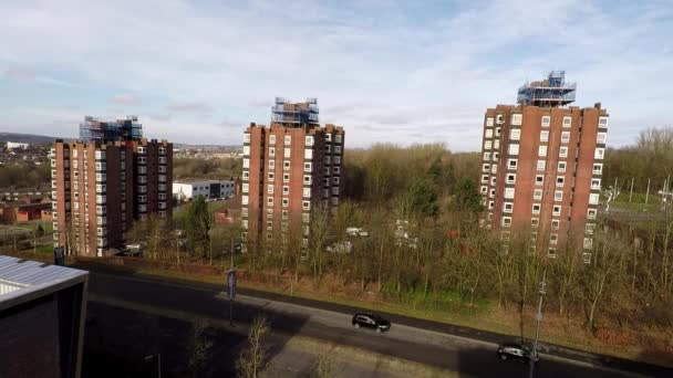 High Rise Tower Blocks Flats Built City Stoke Trent Accommodate — Stock video