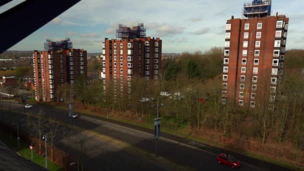 High Rise Tower Blocks Flats Built City Stoke Trent Accommodate — Stockvideo