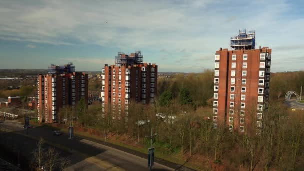 High Rise Tower Blocks Flats Built City Stoke Trent Accommodate — Stock video