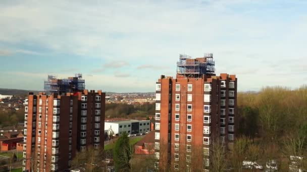 High Rise Tower Blocks Flats Built City Stoke Trent Accommodate — Stockvideo