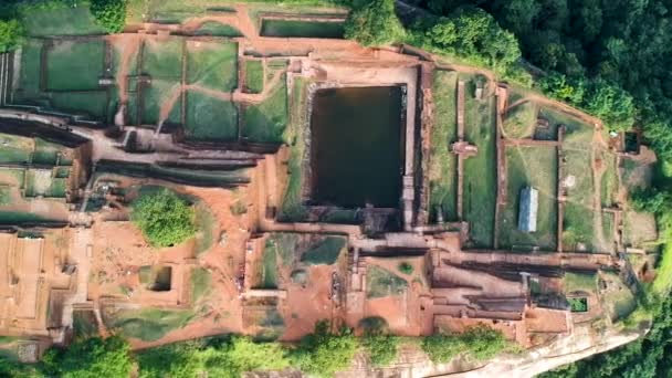 Aerial Lion Rock Sigiriya Rock Fortress Dambulla Sri Lanka — Wideo stockowe