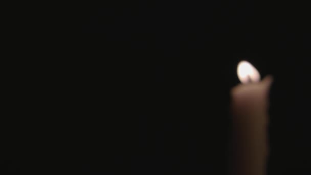 Four White Candles Lit Fast Pan Them Slo Motion — 图库视频影像