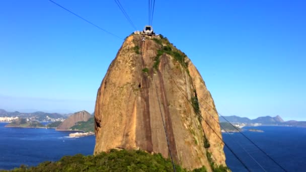 Riding Tram Car Sugar Loaf Rio Janeiro View Out Window — ストック動画