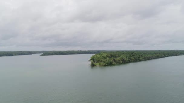 Aerial Shot Amazon River Approaching Forest Para Brazil — Video Stock