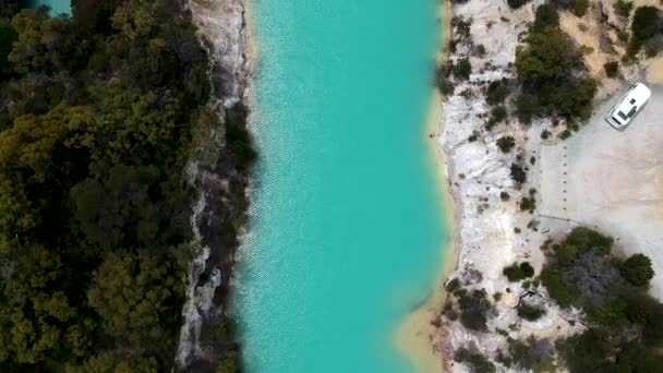 Aerial Little Blue Lake Mount Cameron Tasmania Australia — Video Stock