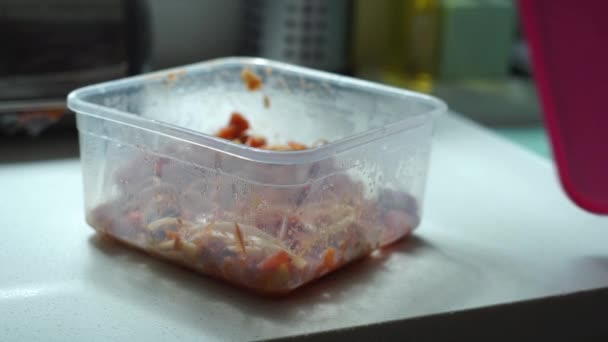 Covering Lid Plastic Food Box Kitchen Counter — Stock videók