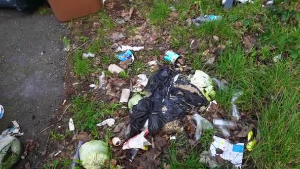 Dirty Nappies Waste Being Fly Tipped Rubbish Dumping Hazardous Waste — 图库视频影像