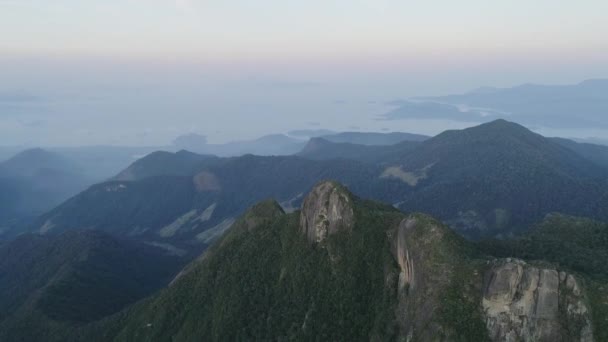 Aerial View Pedra Macela Rock Mountains Range Ocean Background Atlantic — Stockvideo