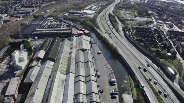 Aerial Footage A50 A500 Motorway Dual Carriage Way Heart City — Vídeos de Stock