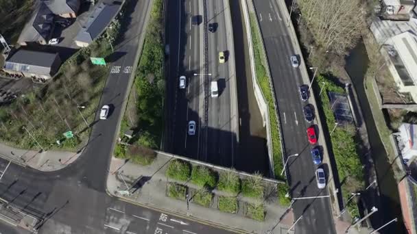 Aerial Footage A50 A500 Motorway Dual Carriage Way Heart City — Stock videók