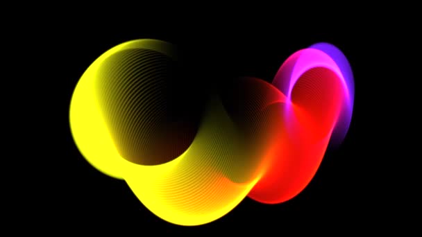 Motion Graphic Coloured Coils Whisps Moving Black Background Suitable Titles — Vídeo de Stock