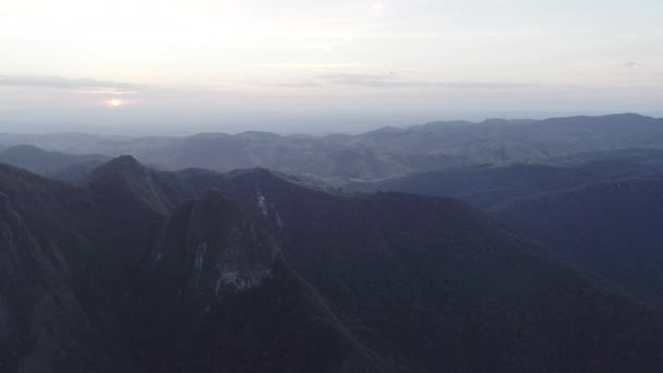 Aerial Sunset Mountain Range Atlantic Forest Brazil — Wideo stockowe