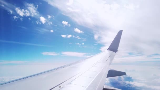Airplane View Looking Wing Pan Sky — Vídeos de Stock