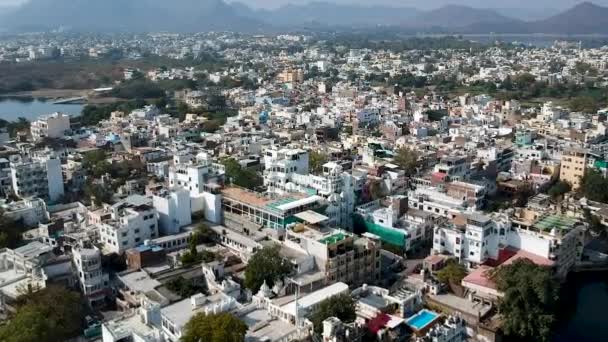 Luchtfoto Vestiging Locatie Schot Udaipur Stad Rajasthan India — Stockvideo