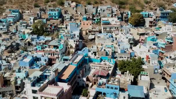 Aerial Establishing Shot Blue City Jodhpur Rajasthan India — Vídeo de Stock