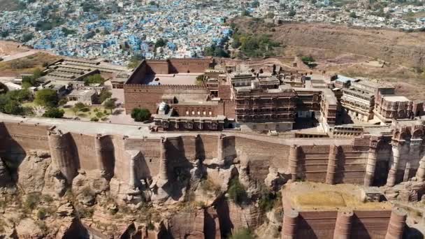 Vue Aérienne Fort Mehrangarh Jodhpur Rajasthan Inde — Video