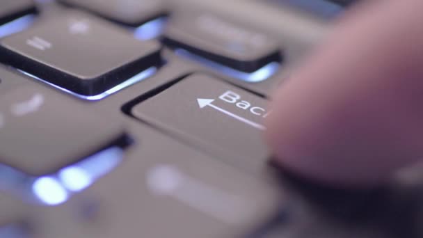 Pressing Backspace Key Laptop — Vídeos de Stock