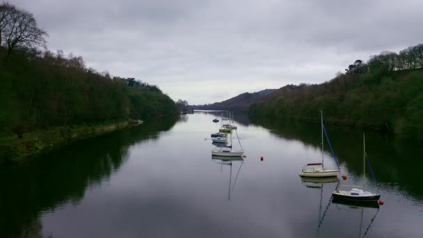 Beautiful Aerial View Footage Rudyard Lake Derbyshire Peak District Nation — ストック動画