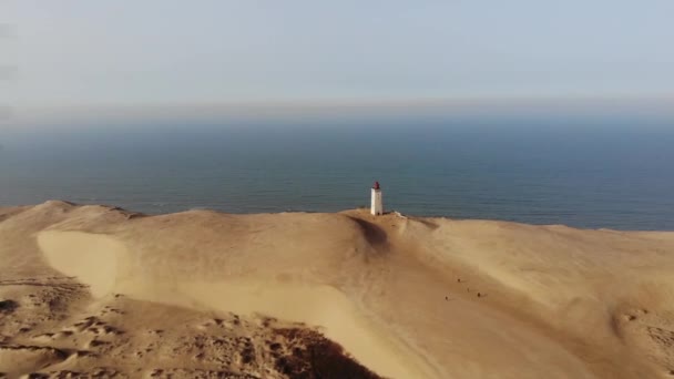 Luftaufnahme Des Leuchtturms Rubjerg Knude Der Nordsee Dänemark — Stockvideo